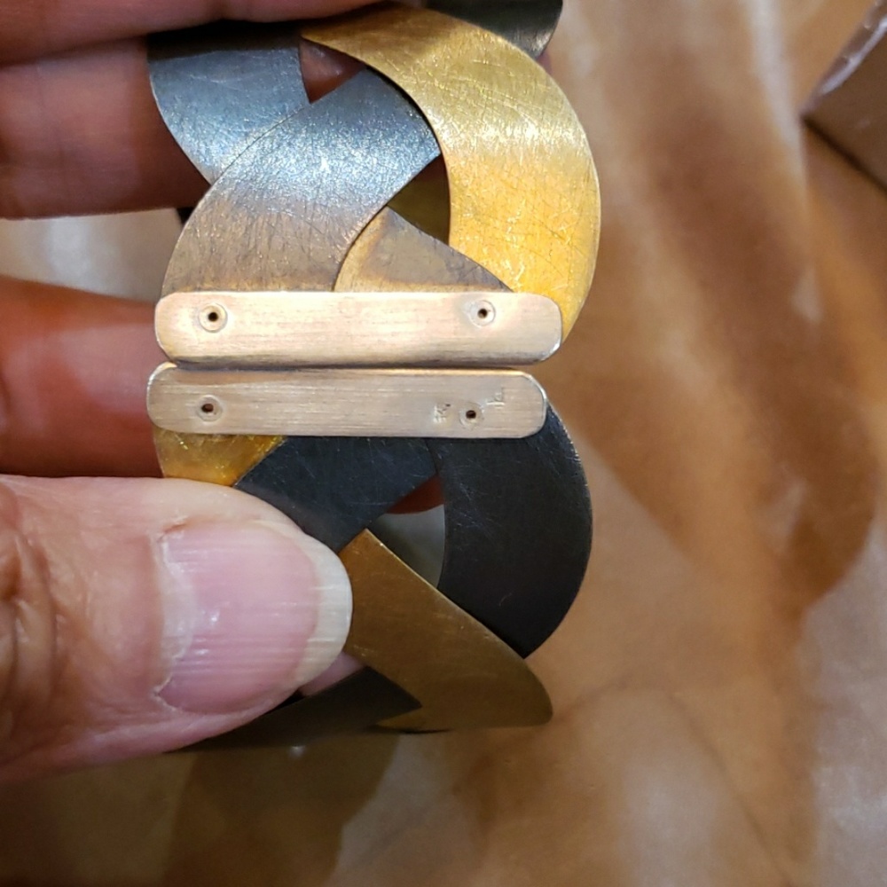 Mixed Metal Adjustable Cuff Bracelet - image 2